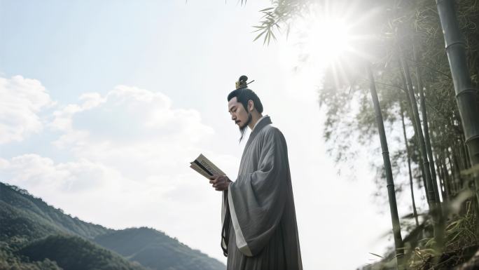 竹林古风男子读书