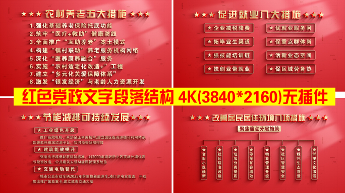 红色党政文字段落结构