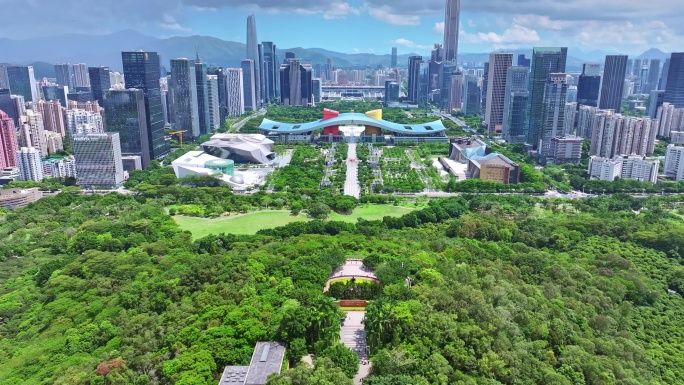 深圳莲花山俯瞰福田市民中心中轴线