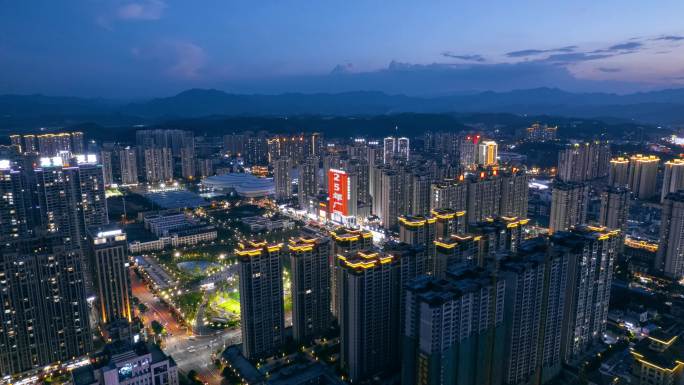 百色城市夜景航拍 延时