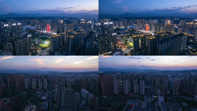 百色城市夜景航拍 延时