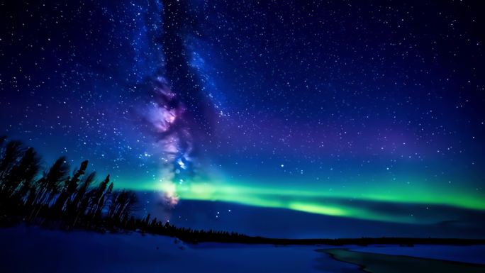 绚丽极光与璀璨星空