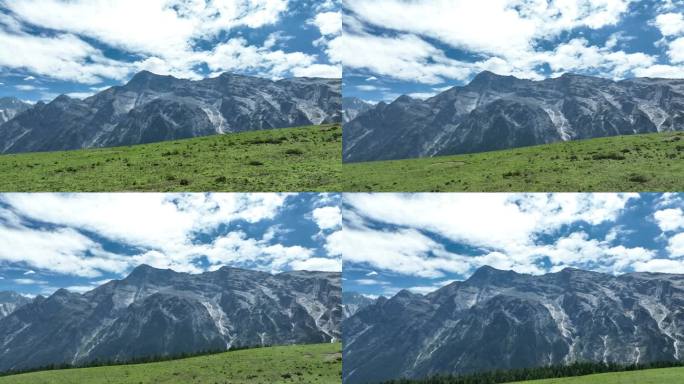 丽江玉龙雪山 壮丽山峰与绿色草甸风光
