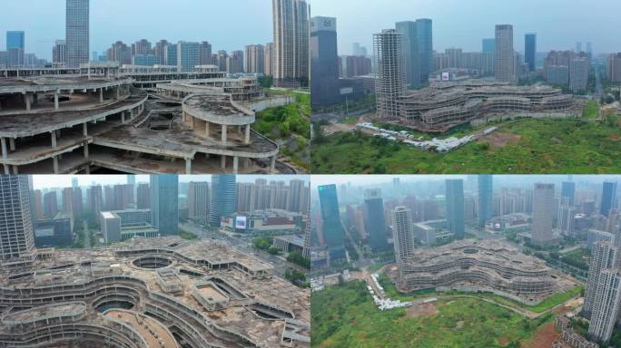 城市中心烂尾楼航拍