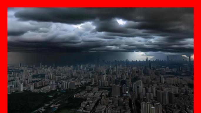 乌云延时乌云翻滚城市天空乌云聚集黑云压抑