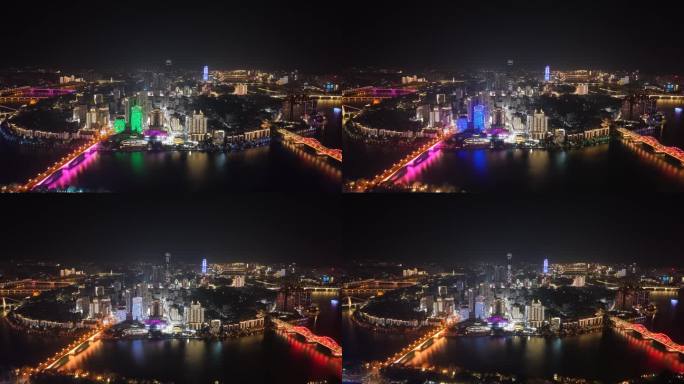 广西柳州城市夜景灯光航拍