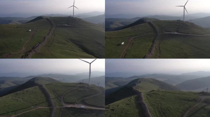 山顶风力发电机景观