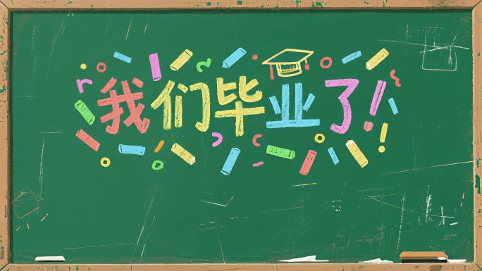 毕业季黑板粉笔手绘插画片头视频