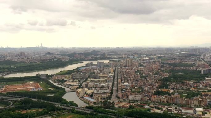 城市河流景观航拍