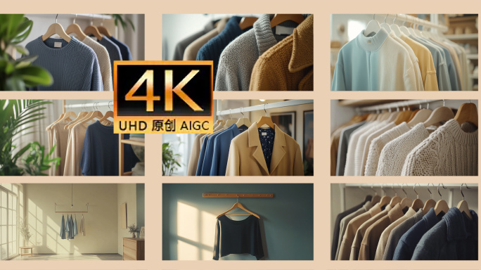 衣橱里的时尚穿搭片头 简约风格服装展示