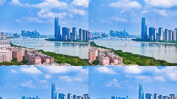 广州琶洲保利华南发展总部鱼珠航拍延时