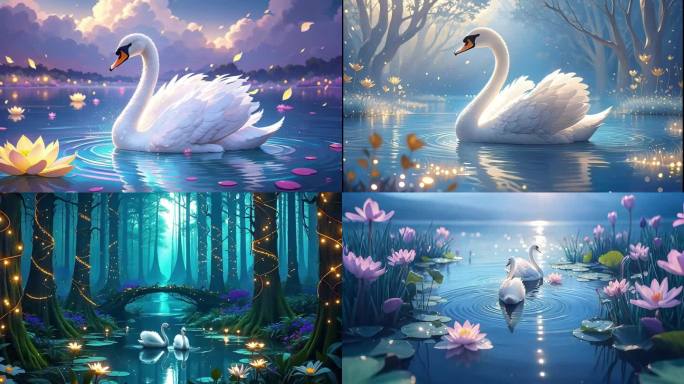 梦幻白天鹅 天鹅湖 芭蕾舞背景 湿地天鹅