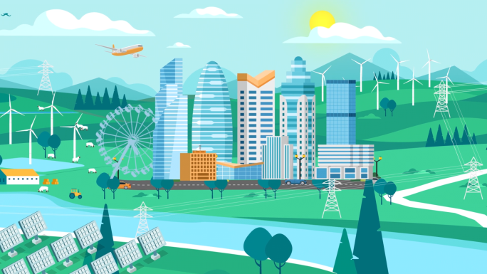 风能 光伏 电塔 电力能源mg场景