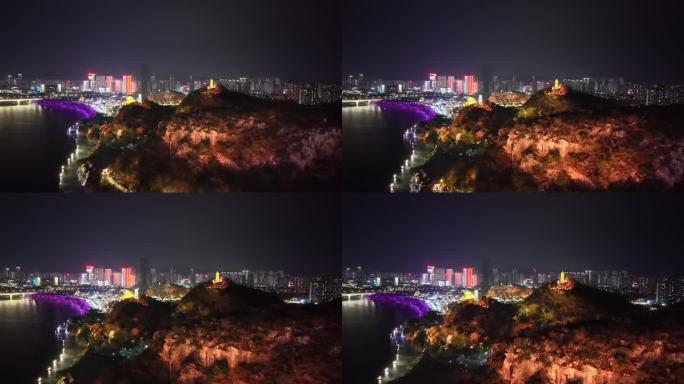 广西柳州城市夜景灯光航拍