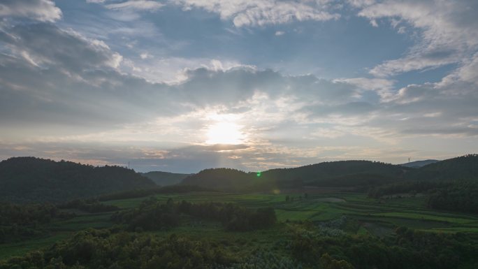 延时日落山景风光