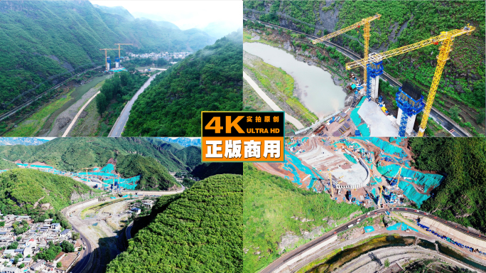 山区高速公路施工现场4K