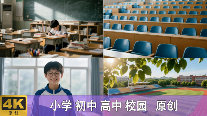 青春校园空镜小学初中高中毕业教室老师少年