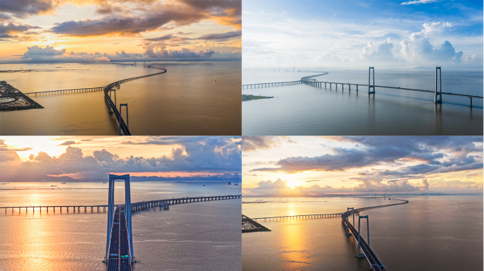 深中通道航拍，深中通道日出