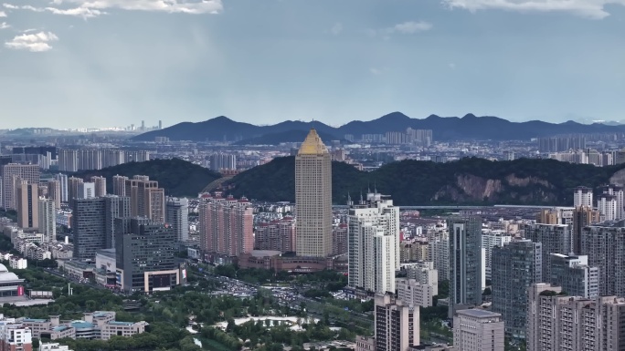 杭州萧山城区蓝天白云全景航拍合集