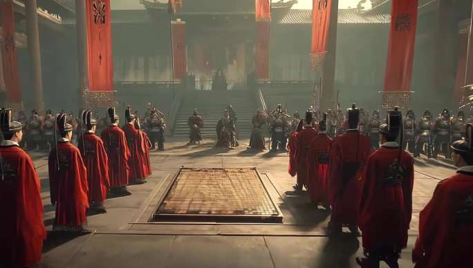 古代朝堂镜头，战争谋划