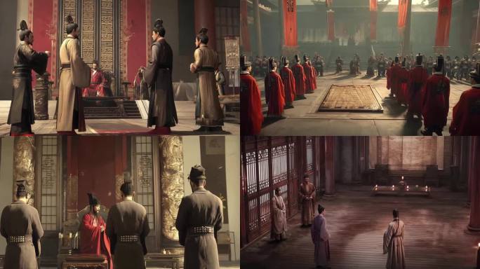古代朝堂镜头，战争谋划