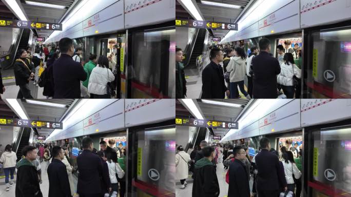 拥挤的地铁车厢通勤地铁乘客