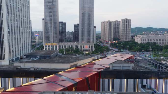 重庆中央公园大悦城商业中心夜景航拍