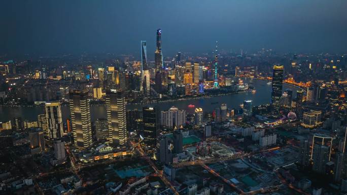 上海城市夜景航拍