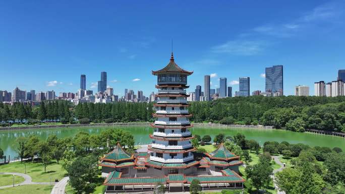长沙年嘉湖潇湘阁湖南烈士公园长沙大景航拍