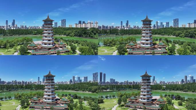 长沙年嘉湖潇湘阁湖南烈士公园长沙大景航拍
