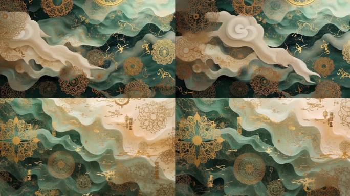 水墨祥云金色花纹