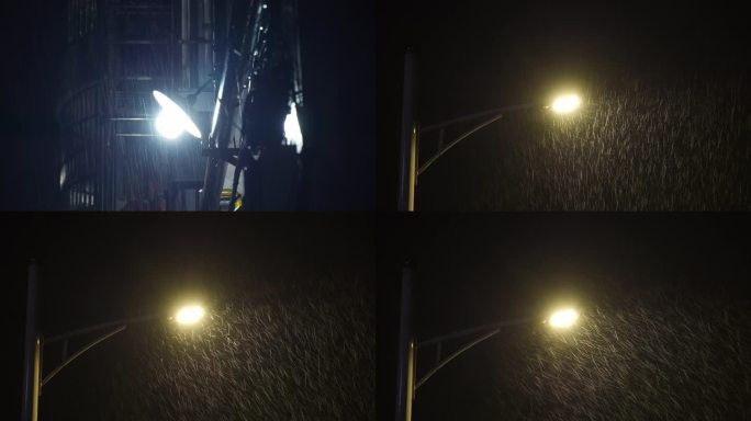 夜雨中的城市灯光