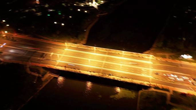 城市夜景车流航拍