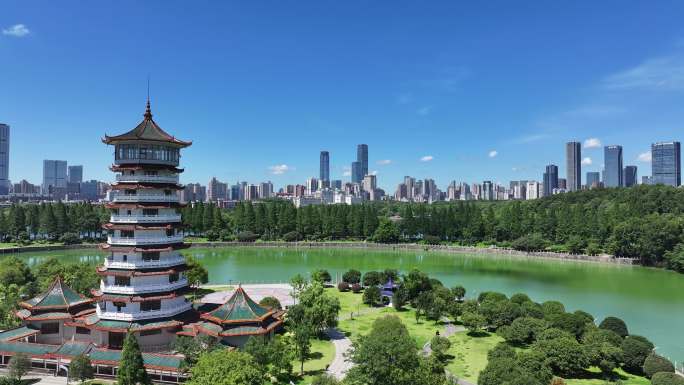 长沙年嘉湖潇湘阁湖南烈士公园长沙大景航拍