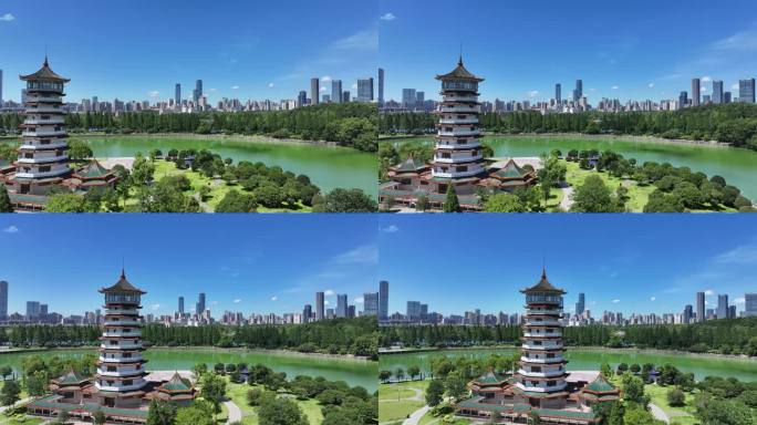 长沙年嘉湖潇湘阁湖南烈士公园长沙大景航拍