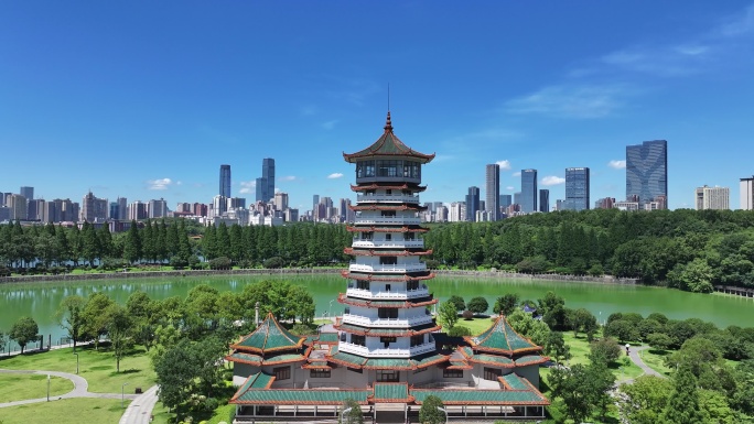 长沙年嘉湖潇湘阁湖南烈士公园长沙大景航拍