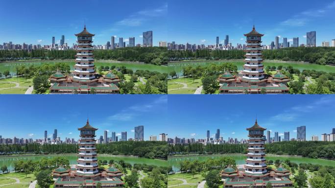 长沙年嘉湖潇湘阁湖南烈士公园长沙大景航拍