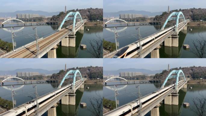 高铁飞驰过桥