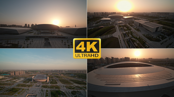 【4K】郑州奥体中心日落多角度航拍
