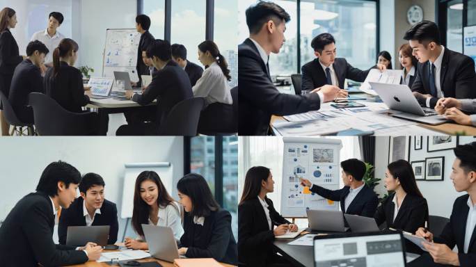 白领商务人士开会企业合作沟通团队会议讨论