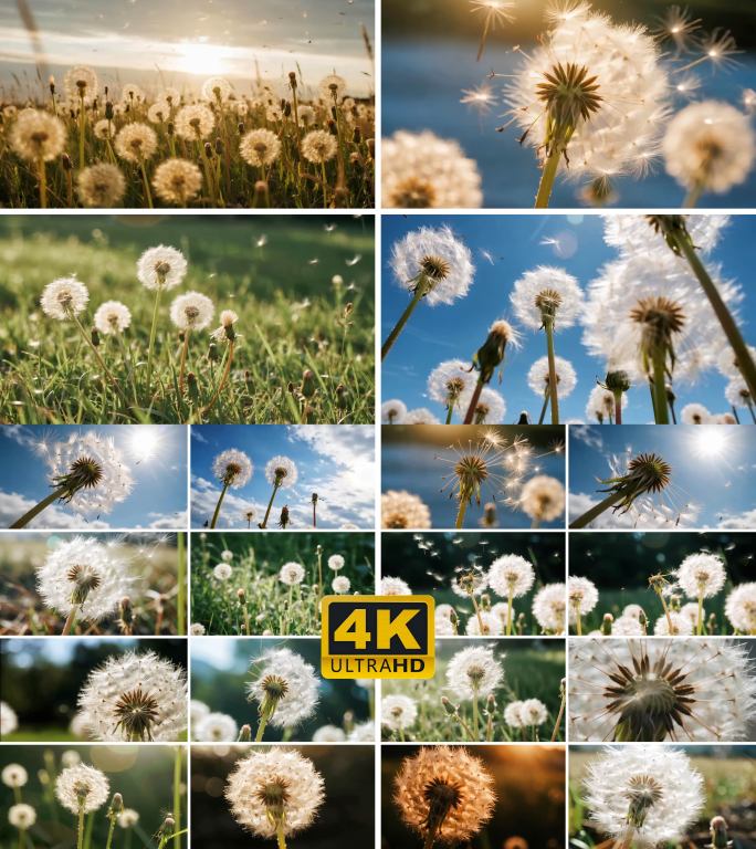 蒲公英被风吹随风飘散