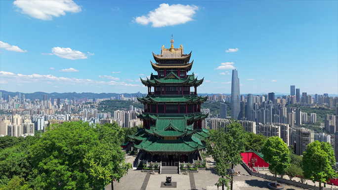 4k鸿恩寺古建筑绿树环绕景观