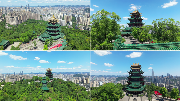 4k鸿恩寺古建筑绿树环绕景观