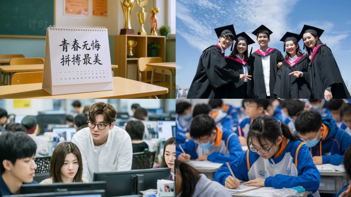 青春毕业励志教育大学生奔跑校园学生毕业季