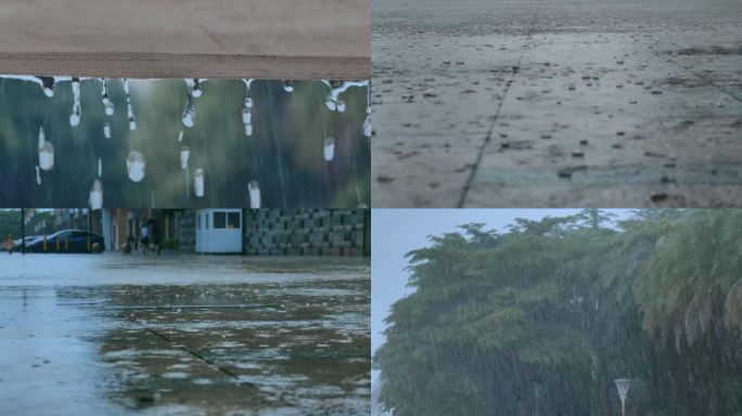 雨天城市街道的宁静暴雨雨滴意境