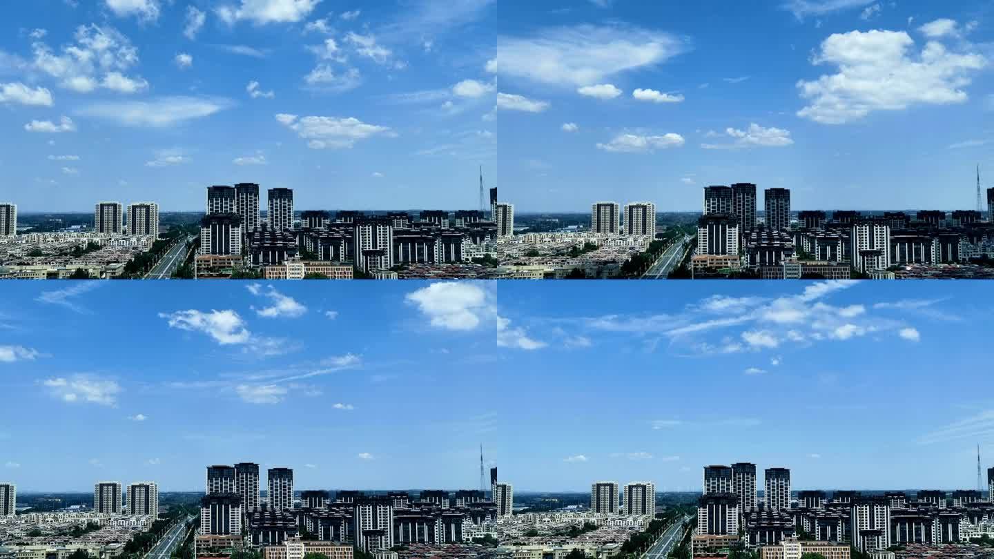免费素材 城市建筑群与蓝天白云