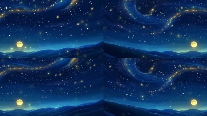 梦幻星空夜景星光流动