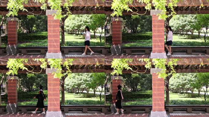 实拍毕业季校园学士服变装转场