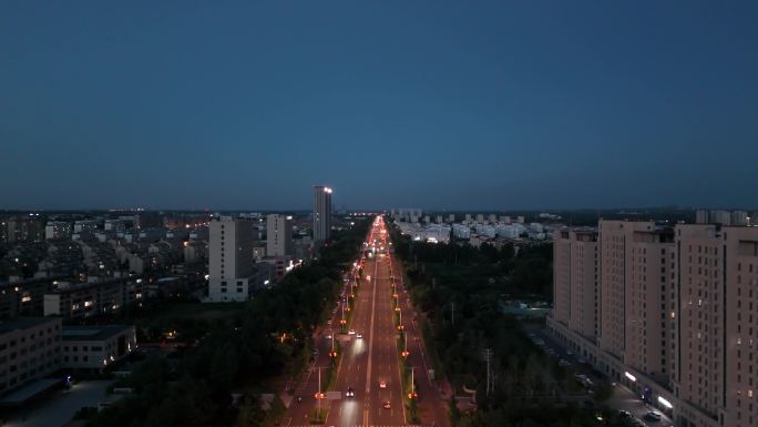 城市夜景车流航拍