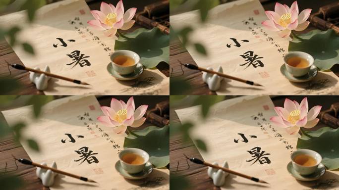 二十四节气小暑毛笔字品茶风视频